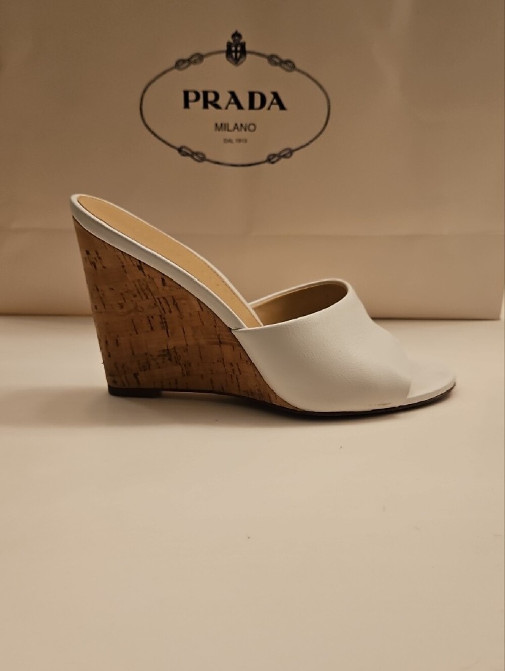 Veronica Beard White Leather Open-Toe Slide Mules